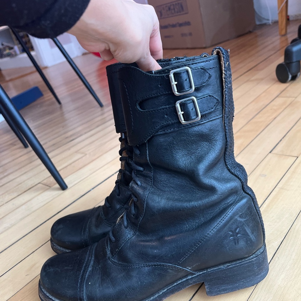Frye Black Leather Boots — Julie Shield